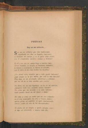 Poesías : Soy un ser solitario... [y] Otoño [y] Neblinas [y] Cánticos de la noche [y] Noche en alta mar