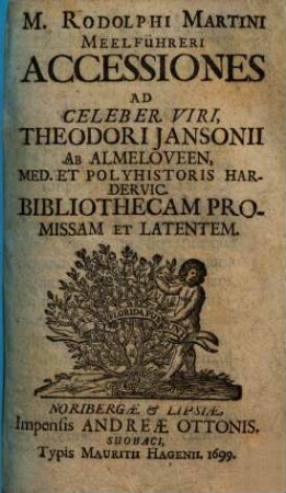 Rodolphi Martini Meelführeri Accessiones ad celeber. viri Theodori Jansonii ab Almeloveen, ... bibliothecam promissam et latentem