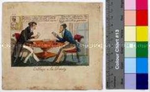 Politische Karikatur auf Jefferson Davis (?) und Abraham Lincoln beim Cribbage-Spiel (in englischer Sprache)