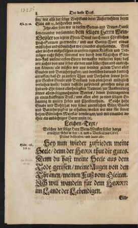 Leichen-Text/[...]stehet in den 7. 8. und 9. Versicul des CXVI. Psalms beschrieben/ und lautet also: