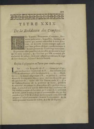 Titre XXIX - XXV.