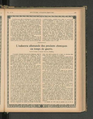 L'industrie allemande des produits chimiques en temps de guerre.