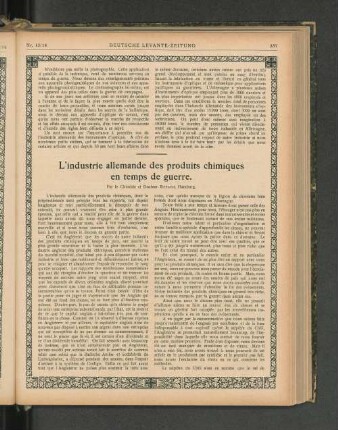 L'industrie allemande des produits chimiques en temps de guerre.