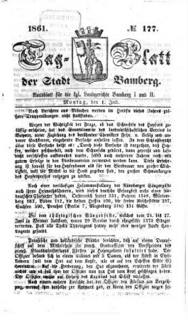 Tag-Blatt der Stadt Bamberg. 1861 = Jg. 28, [2] = Juli - Dez