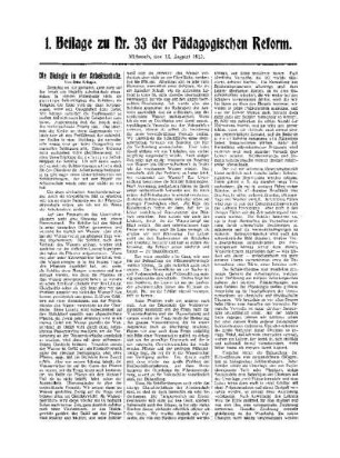 Die Biologie in der Arbeitsschule : (Schluß folgt) ; 1. Beilage zu Nr. 33 der Pädagogischen Reform