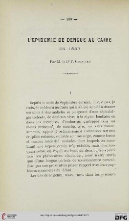 2.Ser. 8.1887: L' épidémie de dengue au Caire en 1887