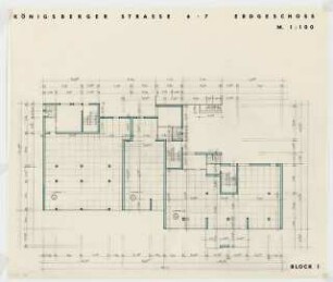 Wohn- und Geschäftshaus Königsberger Straße 6-7, Berlin-Lichterfelde: Grundriss Erdgeschoss 1:100