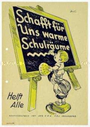 Illustrierter Aufruf der KPD Kreuzberg zur Instandsetzung von Schulräumen