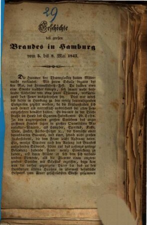 Geschichte des großen Brandes in Hamburg vom 5. bis 8. Mai 1842
