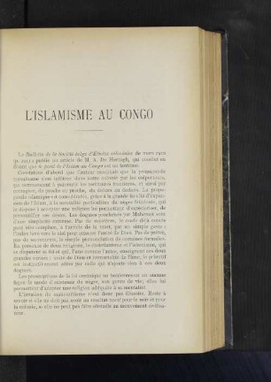 L'Islamisme Au Congo.