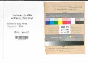 Entnazifizierung Heinrich Kost , geb. 11.06.1890 (Generaldirektor)