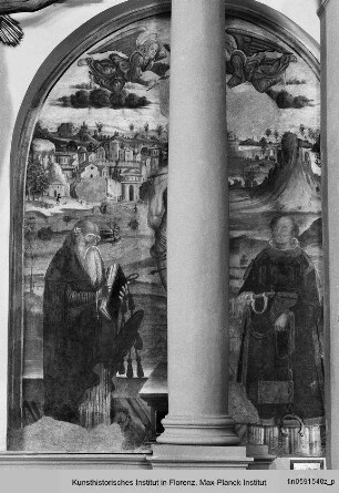 Der Heilige Sebastian, der Heilige Hieronymus und der Heilige Ireneus