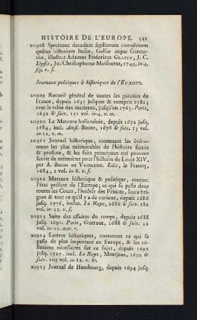 541-543, Journaux politiques & historiques de l´Europe