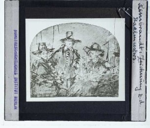 Rembrandt, Drei Mitglieder der Tuchmachergilde (Zeichnung) (Berlin KK KdZ 5270)