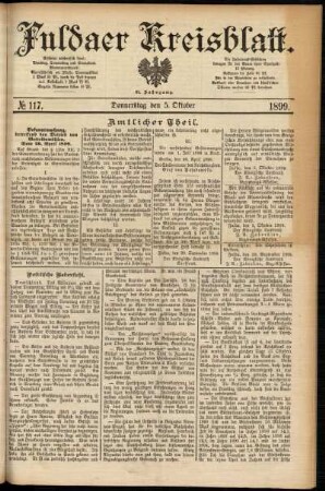 Erste Ausgabe vom Donnerstag, den 05. Oktober 1899.