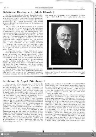 Geheimrat Dr.-Ing. e. h. Jakob Kienzle †