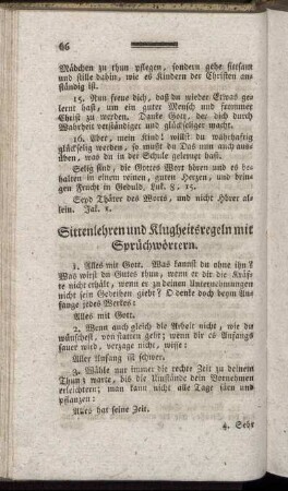 Sittenlehren und Klugheitsregeln mit Sprüchwörtern.