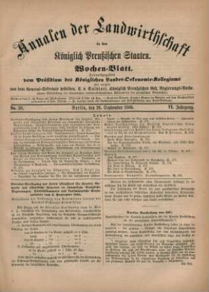 No. 39. Berlin, den 26. September 1866. VI. Jahrgang.