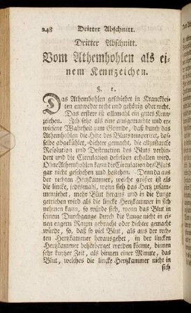 Dritter Abschnitt. Vom Athemhohlen als einem Kennzeichen.