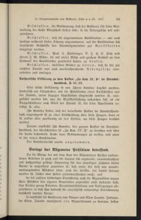 93-94, Vorlage das Allgemeine Präsidium betreffend