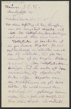 Brief an Willy Strecker und B. Schott's Söhne