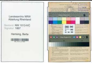 Entnazifizierung Berta Hemsing , geb. 05.12.1883 (Uhrmacherin)