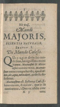 Mundi Majoris, Scientia Natvralis
