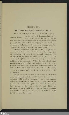 Chapter XIII. Tea manufacture - plucking leaf