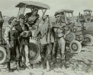 Frühjahrsbestellung : Fraass, E.: (MTS) Frühjahrsbestellung, Gemälde, 1951