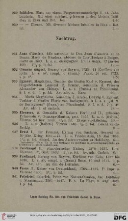 Nachtrag (Nr. 931 - 951)