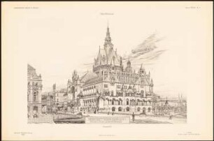 Stadthaus: Perspektivische Ansicht (aus: Entwürfe von Mitgl. d. AVB, Neue Folge 1897/98)