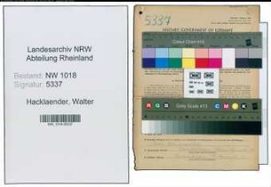 Entnazifizierung Walter Hacklaender , geb. 31.01.1882 (Vertreter)