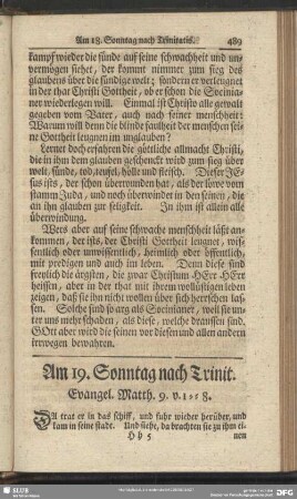 Am 19. Sonntag nach Trinit. Evangel. Matth. 9. v. 1-8
