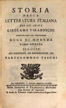 Storia Della Letteratura Italiana, 8