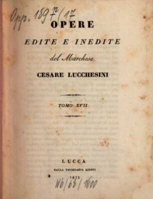 Opere edite e inedite, 17