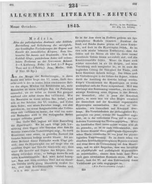 Gluge, G.: Atlas der pathologischen Anatomie oder Bildliche Darstellung und Erläuterung der vorzüglichsten krankhaften Veränderungen der Organe und Gewebe des menschlichen Körpers. Zum Gebrauche für Aerzte und Studierende. Lfg. 5-7. Jena: Mauke 1845