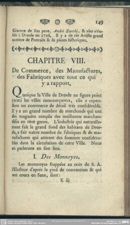 Chapitre VIII. Du Commerce, des Manufactures, des Fabriques avec tout ce qui y a rapport