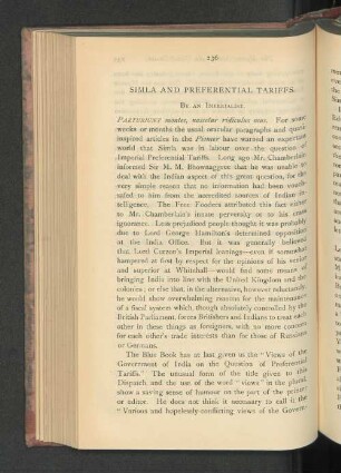 Simla and Preferential Tariffs.