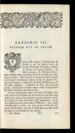 Mémoires Pour Servir A L'Histoire De Brandebourg. Troisieme Partie.