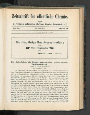 Heft XII. 30. Juni 1909. Jahrgang XV.