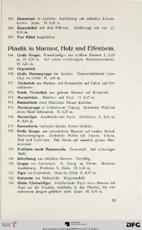 Plastik in Marmor, Holz und Elfenbein (Nr. 168-252)