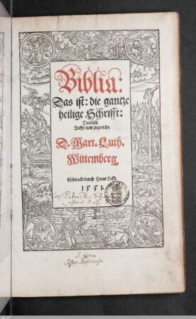 Biblia: Das ist: die gantze heilige Schrifft: Deudsch