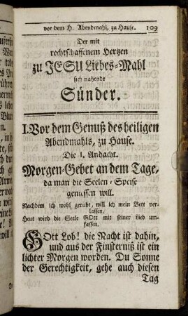 Der mit rechtschaffenem Hertzen zu Jesu Liebes-Mahl sich nahende Sünder.