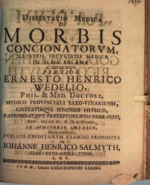 Diss. med. de morbis concionatorum