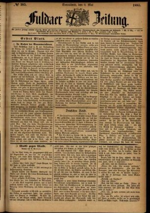 Ausgabe vom Samstag, den 09. Mai 1885.