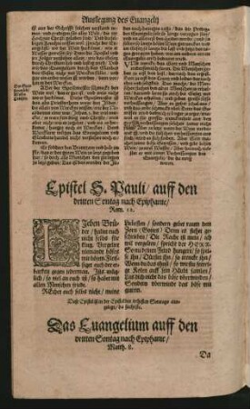 Das Evangelium auff den dritten Sontag nach Epiphanie ...