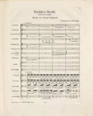 Waldesnacht : Windes Rauschen, Gottes Flügel von F. Schlegel ; für eine Singstimme mit Klavierbegleitung