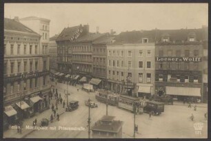 Ansichtskarte Straßenkreuzung mit Straßenbahnen und Autos, Moritzplatz