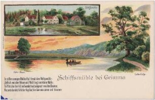 Grimma. Schiffsmühle, kolorierte Ansichtskarte