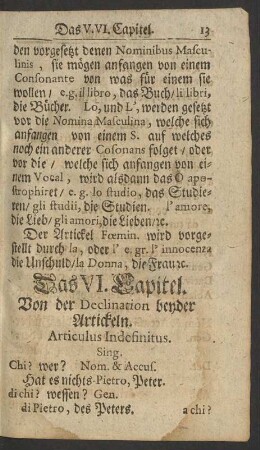 Das VI. Capitel. Von der Declination beyer Artickeln.
